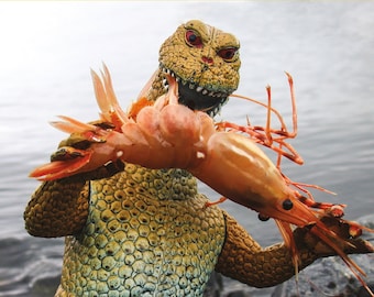 Shrimpzilla Greeting Card by Shrimp Whisperer AK