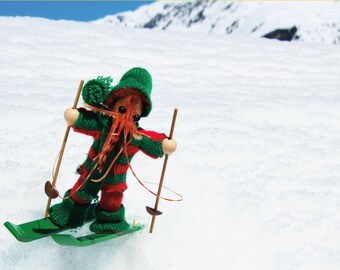 Skiing Shrimp Greeting Card  by Shrimp Whisperer AK