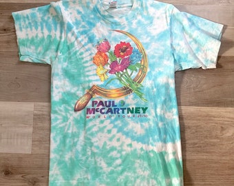 vintage 1989 1990 Paul McCartney tie dye floral tour t shirt