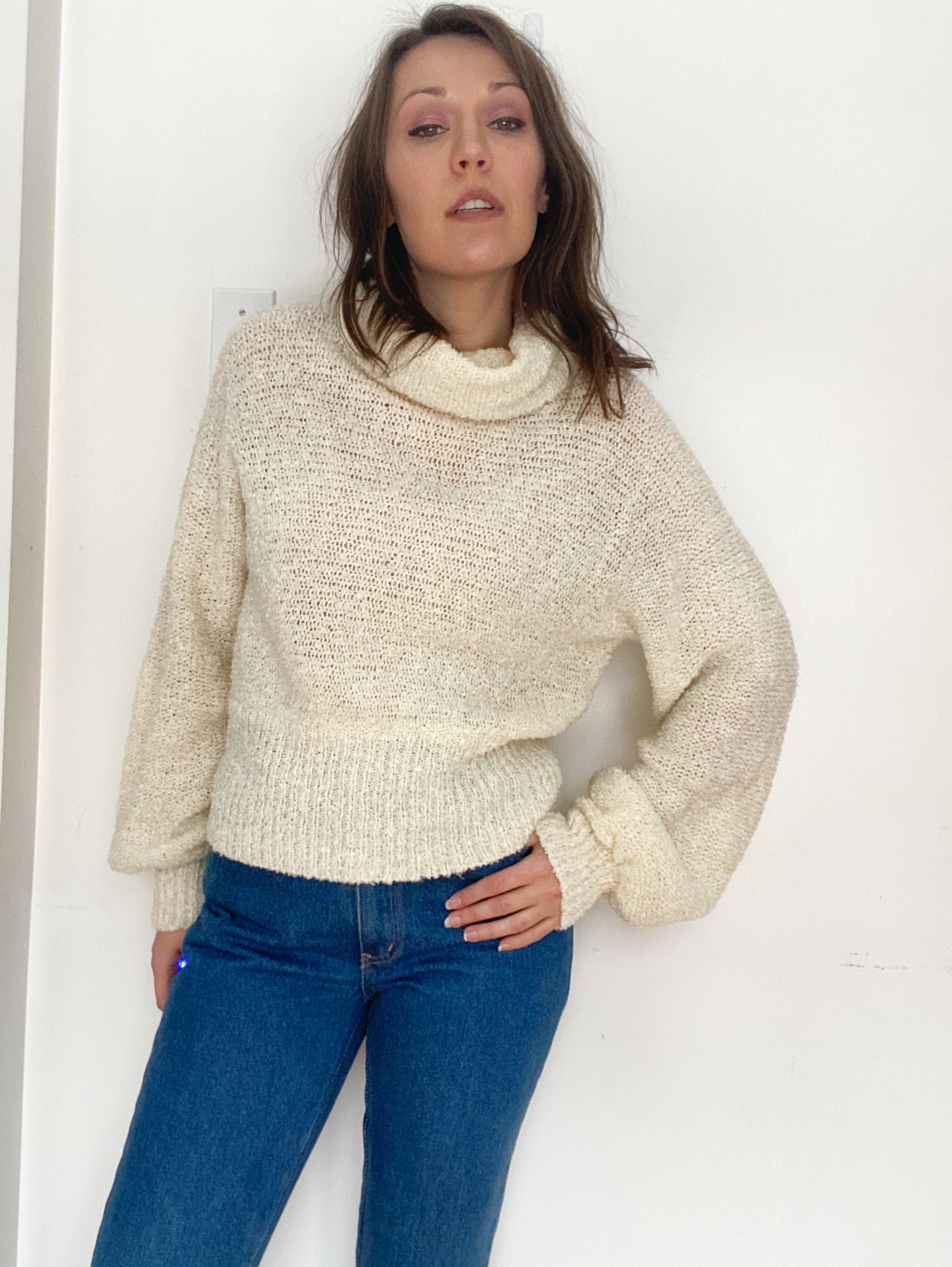 GAIL vintage 70s GAP turtleneck balloon sleeve knit sweater | Etsy