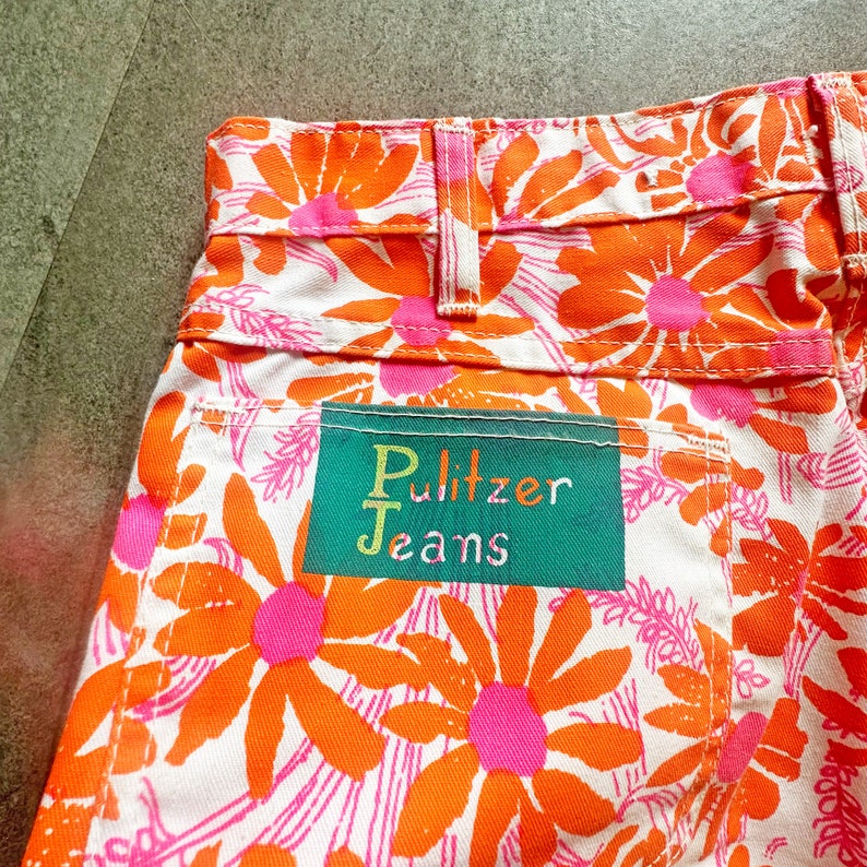 LILLY PULITZER vintage 70s flower power flare pants / 31 waist 32 inseam image 8