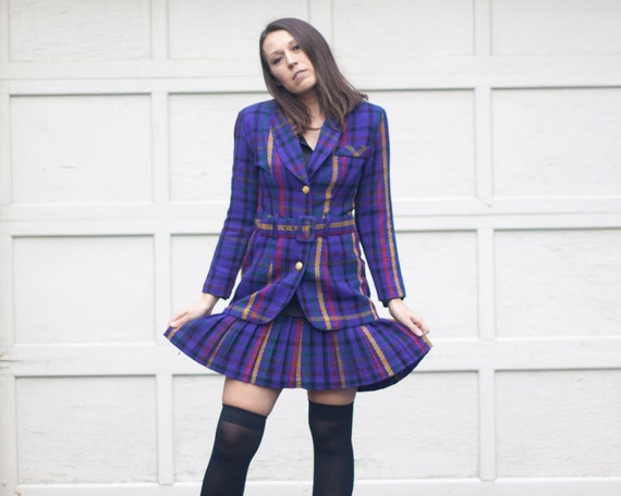 CLUELESS vintage 80s plaid blazer pleated skirt se
