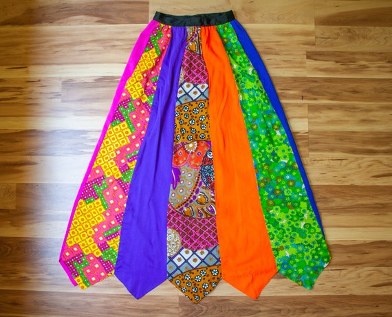 TRIPPIN 1960s psychedelic maxi skirt / striped nov