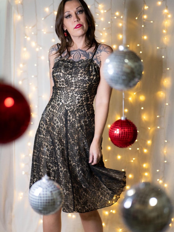 Vintage 60s Black Lace A-line Dress - Etsy