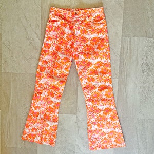 LILLY PULITZER vintage 70s flower power flare pants / 31 waist 32 inseam image 1