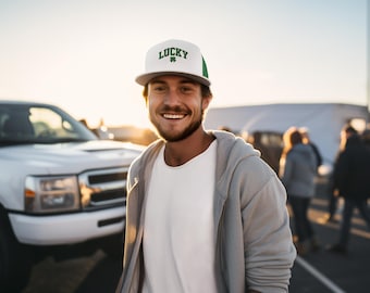 Casquette trucker brodée trèfle porte-bonheur, chapeau pour la Saint-Patrick, casquette de baseball trèfle vert, couvre-chef pour festival irlandais, casquette brodée trèfle