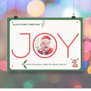 Babys erstes Fotoabzug Weihnachten / Postkarte / JOY Weihnachtskarte / voll editierbar