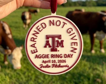 Adorno del Día del Anillo Aggie / Recuerdo de Graduación de Texas A&M / Regalo Personalizado I Navidad Aggie