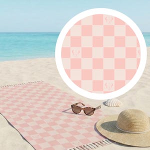 Minnie Mouse roze geruit strandlaken | Disney Turks geïnspireerde handdoek met franje I Disney Cruise-handdoek I Disney Castaway-handdoek I DCL-handdoek afbeelding 1