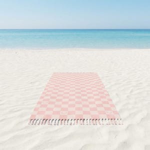 Minnie Mouse roze geruit strandlaken | Disney Turks geïnspireerde handdoek met franje I Disney Cruise-handdoek I Disney Castaway-handdoek I DCL-handdoek afbeelding 4