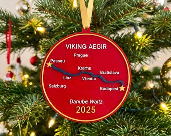 Viking River Cruise Ornament, Custom River Cruise Ornament, Rhine River, Danube River, Seine River, Nile River, Douro River, Mekong River