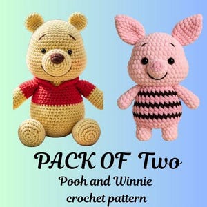 two crochet pattern Winnie and Pooh Crochet Pattern, Bear Crochet Pattern, Amigurumi Winnie the Pooh, Amigurumi Bear, Pattern In English