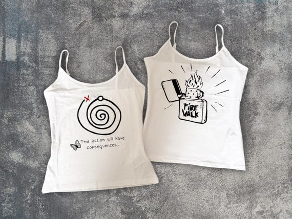 Life Is Strange Inspired Camisole Top, Chloe Price & Max Caulfield, Hand Painted Fan Art