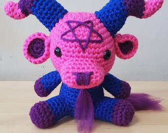 My Lil' Baphy Crochet Baphomet BI PRIDE Inspired | Amigurumi Baphomet | Pink Purple Blue Crochet Baphomet | Pride Edition Amigurumi Baphomet