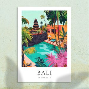 Bali Travel Poster - Illustration Art Print, Indonesia, A2/A3/A4, Birthday gift