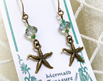 Starfish & Swarovski Crystal Drop Earrings