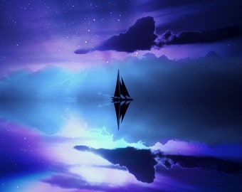 Beyond the Blue Horizon - Digital Art Download - Sailboat in Hawaii