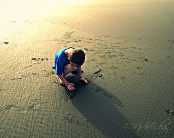 Little Boy on the Beach - Digital Art Download - Bandon Oregon