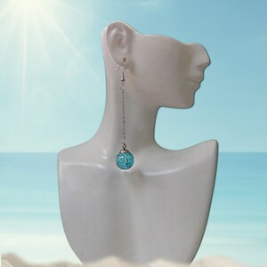 Fire and Ice Crackle Marble Turquoise Drop Earrings image 3