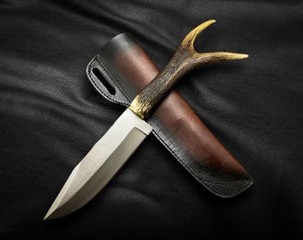 Handgjord D2-ståls Bowie-kniv: Replika av filmen Legend of the Fall med läderslida
