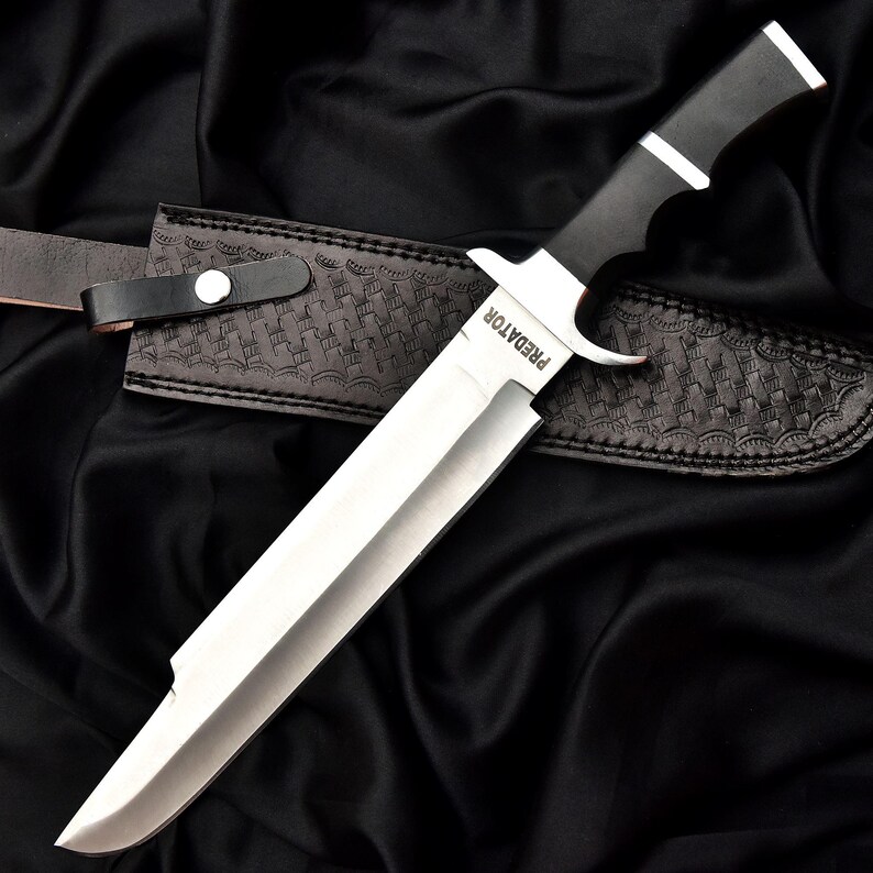 Handmade D2 Steel Predator Knife Replica with Leather Sheath image 7