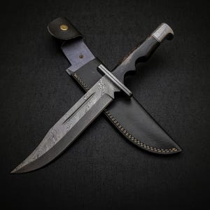 Customized Damascus Steel Scream Replica Knife with Leather Sheath | Movie Replica Knife | Buck Knife | Gift for him/her | Christmas Gift