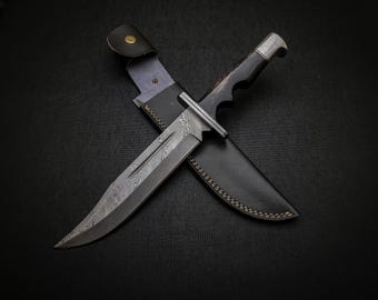 Aangepast Damascus Steel Scream-filmreplicames met leren schede