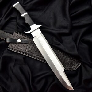 Handmade D2 Steel Predator Knife Replica with Leather Sheath image 8