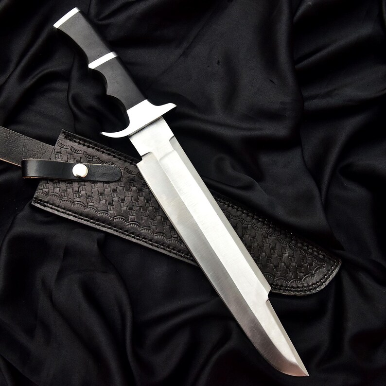 Handmade D2 Steel Predator Knife Replica with Leather Sheath image 8