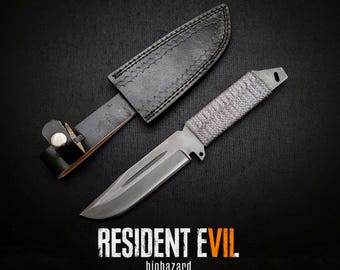 Réplica del cuchillo Resident Evil Bio Hazard con funda de cuero