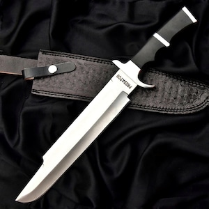 Handmade D2 Steel Predator Knife Replica with Leather Sheath image 1