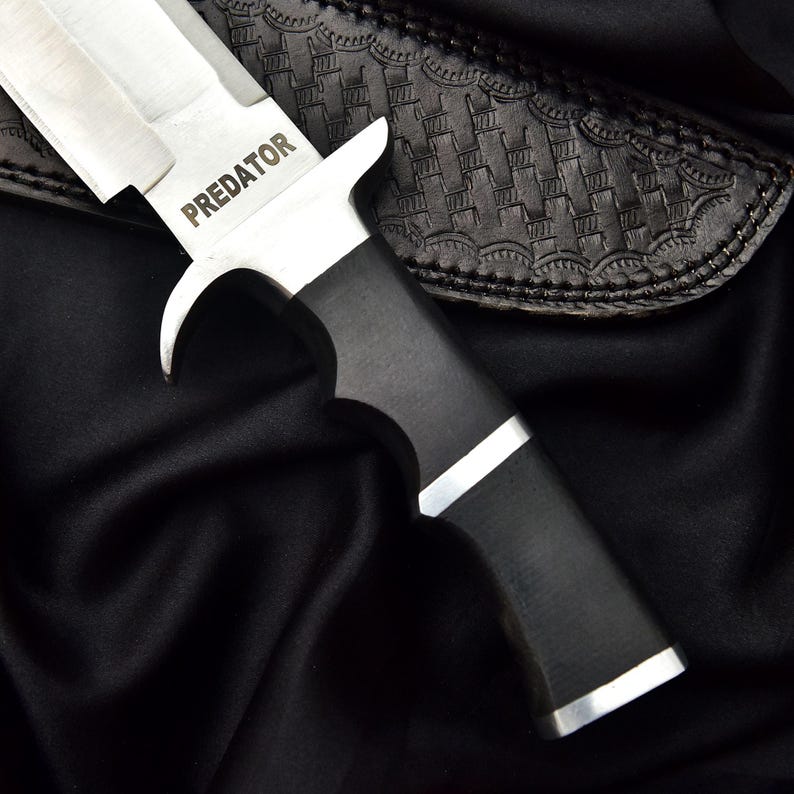 Handmade D2 Steel Predator Knife Replica with Leather Sheath image 2