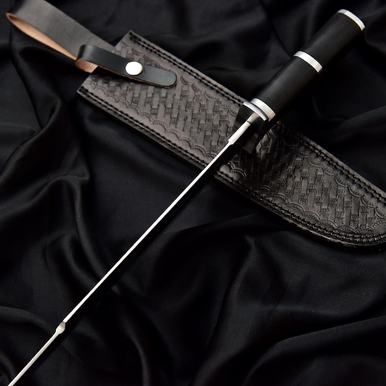 Handmade D2 Steel Predator Knife Replica with Leather Sheath image 3