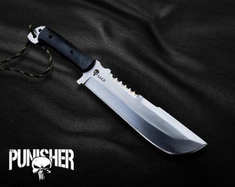 Punisher Movie Replica Knife: M4X D2 Steel Blade with Leather Sheath