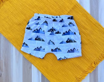 Handmade Mountain Adventure Shorts | Hidden Sasquatch & Moose | Toddler Outdoor Shorts | 12-18 Months