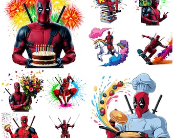 Archivo PNG digital de acuarela de Deadpool para sublimación, superhéroe, imprimible, arte instantáneo, camiseta, taza, arte de pared, vaso, póster, diseño de regalo