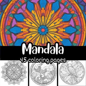 Mandala Coloring Book: 45 Creative Designs for Adults (PDF Download, JPG Files Included)