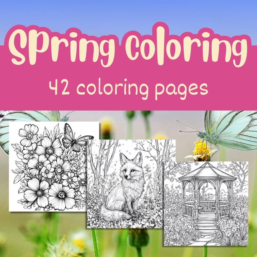 Printable Spring Coloring Book for Adults and Kids – Relaxing Floral & Nature Designs, Coloring ...