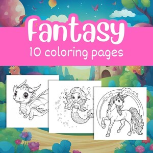Printable Fantasy Coloring Book for Kids - Etsy