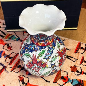 Large Decorative Vase,Ceramic Flower Vase,Table Top Decor,Housewarming Gift,Turkish Motifs Vase,Home Decor Pottery Vase,Chini Turkish Tile