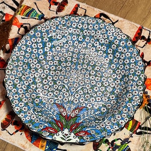 Ceramic Hand Painted Wall Decor,Home Wall Decor or Table Display,Housewarming Gift,Decor Living Room,Wall Art Plate Pottery Wall Hanging