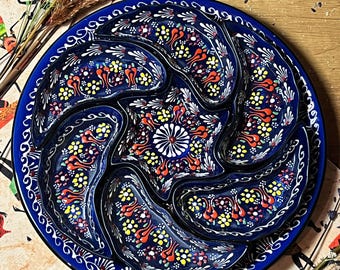 Snack Serving Set,Dinnerware Set Gift Christmas,Dinnerware Appetizer Nuts,Decorative,Ceramic Breakfast Dish Set,Turkish Ceramic Platter Set