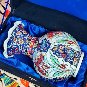 Large Decorative Vase,Ceramic Flower Vase,Table Top Decor,Chini Turkish Tile,Turkish Motifs Vase,Home Decor Pottery Vase,Housewarming Gift