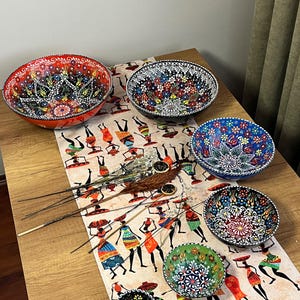 Large Ceramic Bowl,Salad Pasta Soup Fruit Cereal Serving Bowl,Decorative Turkish Bowl,Christmas Gift,Kitchen Bowls,6xSet of Ceramic Bowls