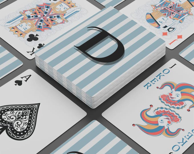 Cartes à jouer personnalisées pour réunion de famille Cartes à jouer à monogramme Cadeau père de la mariée Cartes à jouer de poker à rayures Cadeaux uniques pour garçons d'honneur