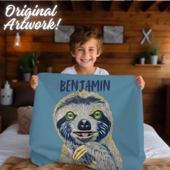Baby Newborn Personalized Sloth Blanket Custom Blanket