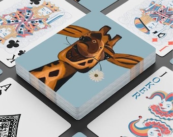 Naipes de animales, regalo para anfitriona, naipes extravagantes con arte original, regalo para mejor amiga, baraja de cartas con animales pintados a mano