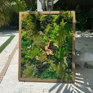 Forest-Inspired Moss Wall Art – Large 16x20 Nature Frame | Real Preserved Moss, Wood & Ferns | Rustic Botanical Home Decor