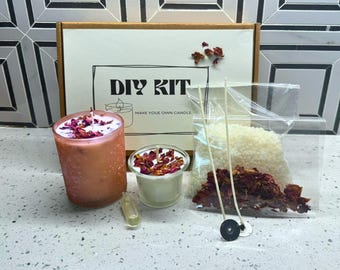 DIY Candle Making Kit with Dried Flowers & Essential Oil – Handmade Soy Wax Candle Kit for Beginners, Gift Set for Her, Craft Kit Made in US