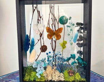 Butterfly Botanical Wall Art & Nature Shadow Box Decor, Meaningful Handmade Gift, Organic Home Art